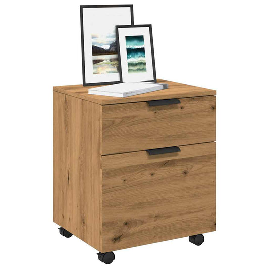 Dossierkast verrijdbaar 45x38x54 cm hout artisanaal eikenkleur is nu te koop bij PeponiXL, paradijselijk wonen!