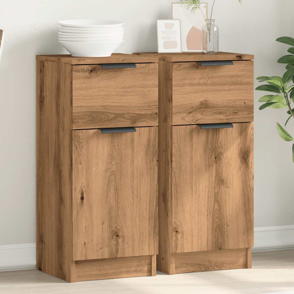 Dressoirs 2 st 30x30x70 cm bewerkt hout artisanaal eikenkleur is nu te koop bij PeponiXL, paradijselijk wonen!