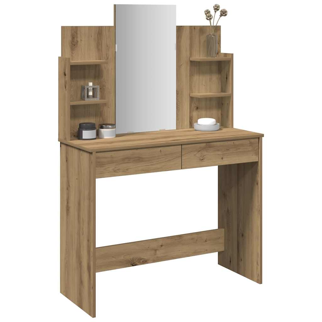Kaptafel met spiegel 96x39x142 cm artisanaal eikenkleur is nu te koop bij PeponiXL, paradijselijk wonen!