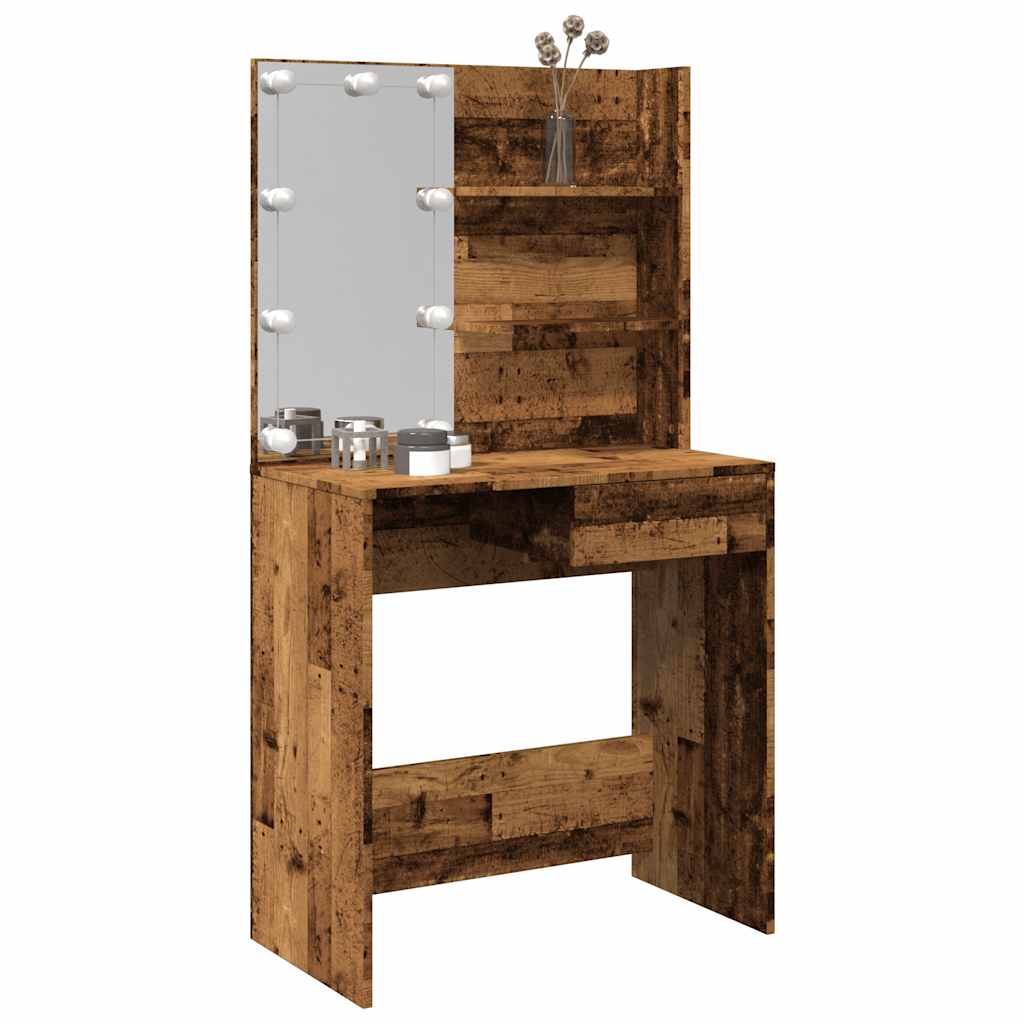 Kaptafel met LED-verlichting 74,5x40x141 cm oud houtkleurig is nu te koop bij PeponiXL, paradijselijk wonen!