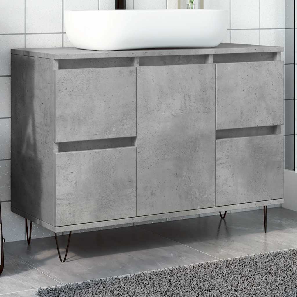 Badkamerkast 80x33x60 cm bewerkt hout betongrijs is nu te koop bij PeponiXL, paradijselijk wonen!
