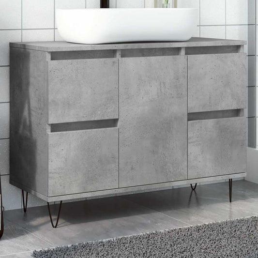 Badkamerkast 80x33x60 cm bewerkt hout betongrijs is nu te koop bij PeponiXL, paradijselijk wonen!