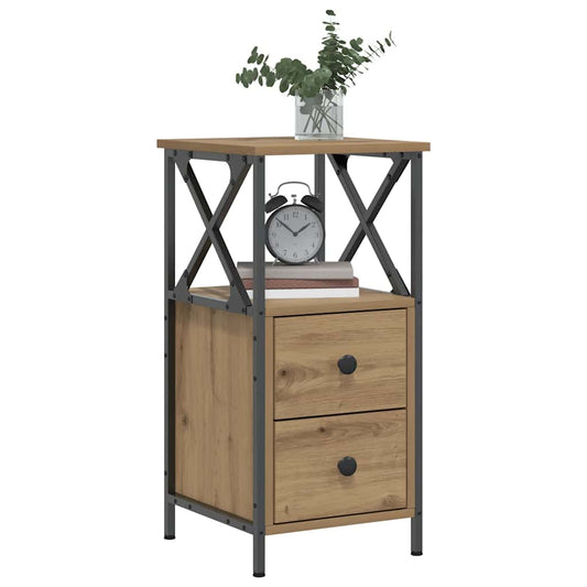 Nachtkastjes 2 st 34x35,5x70 cm bewerkt hout artisanaal eiken is nu te koop bij PeponiXL, paradijselijk wonen!