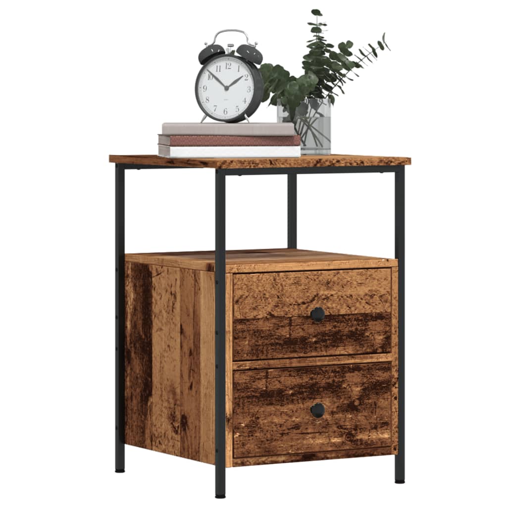 Nachtkastjes 2 st 34x35,5x50 cm bewerkt hout oud houtkleurig is nu te koop bij PeponiXL, paradijselijk wonen!