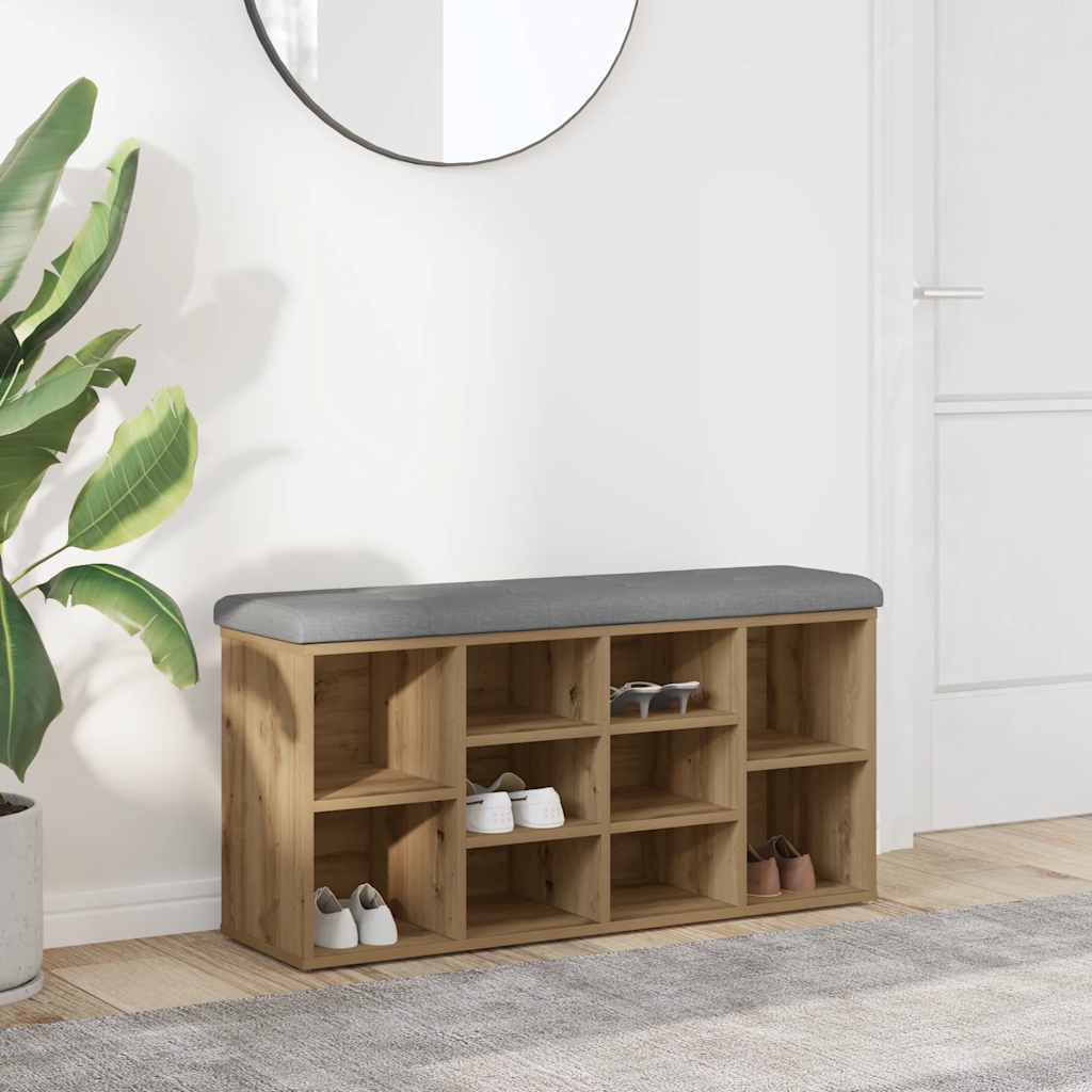Schoenenbank 102x32x50 cm bewerkt hout artisanaal eikenkleur is nu te koop bij PeponiXL, paradijselijk wonen!