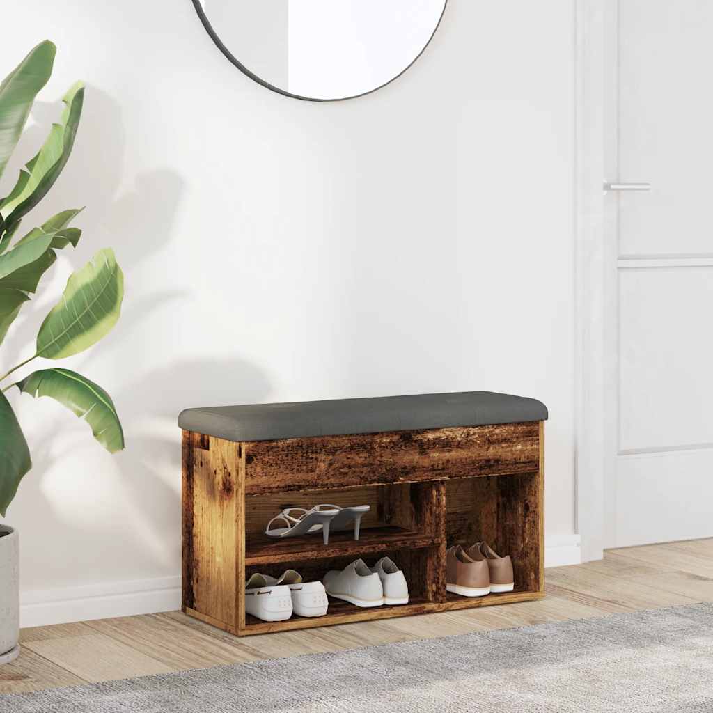Schoenenbank 82x32x45,5 cm bewerkt hout oud houtkleurig is nu te koop bij PeponiXL, paradijselijk wonen!