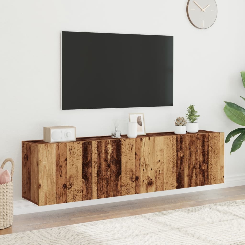 Tv-meubels 2 st wandgemonteerd 80x30x41 cm oud houtkleurig is nu te koop bij PeponiXL, paradijselijk wonen!