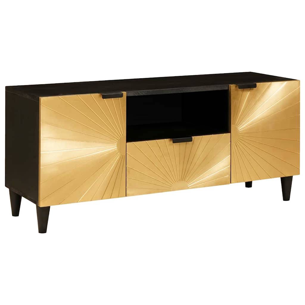TV-kast met lade Zwart en Goud 105 x 33 x 46 cm Bewerkt hout is nu te koop bij PeponiXL, paradijselijk wonen!