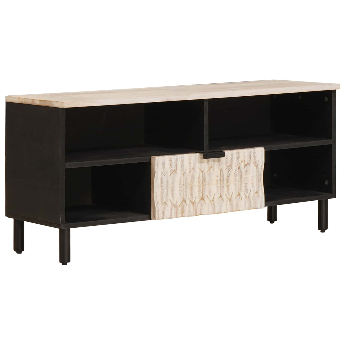 TV-kast Witte Was Afwerking 100 x 33 x 46 cm Massief Mango Hout is nu te koop bij PeponiXL, paradijselijk wonen!