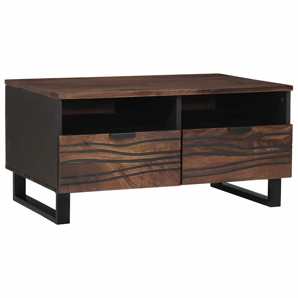 Salontafel Bruin en zwart 80 x 54 x 40 cm Massief acaciahout is nu te koop bij PeponiXL, paradijselijk wonen!