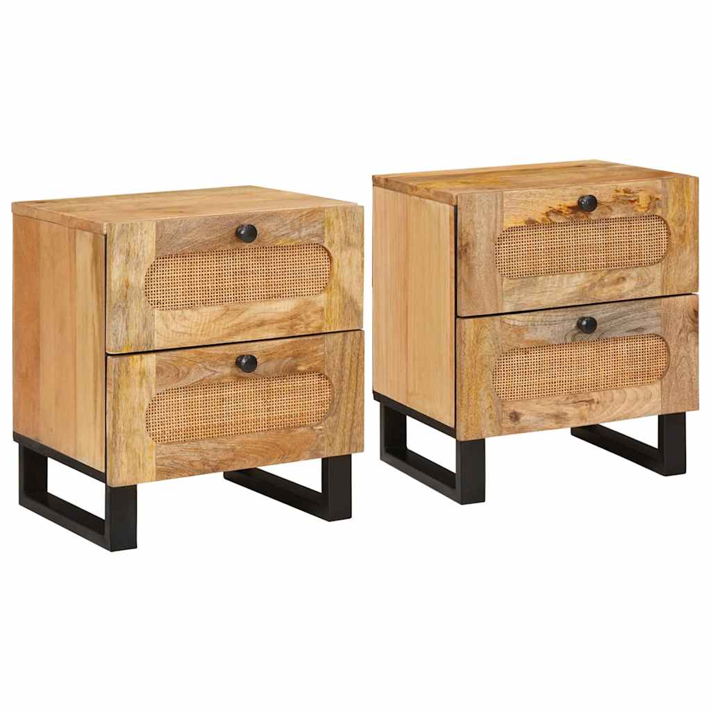 Nachtkastje 2 pcs Naturel 40 x 33 x 46 cm Massief Mango Hout is nu te koop bij PeponiXL, paradijselijk wonen!