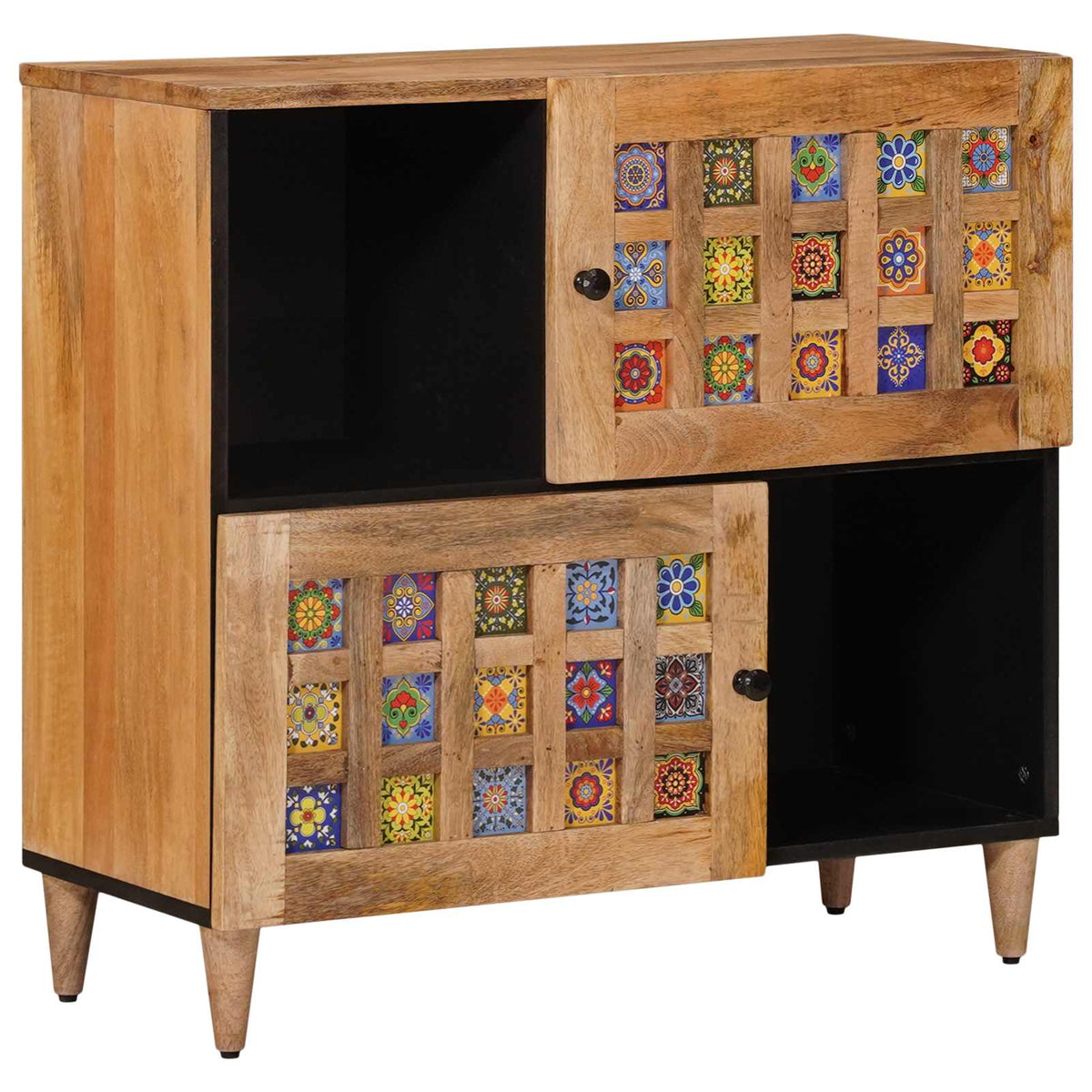 Dressoir met opslag Naturel 80 x 33 x 75 cm Massief Mango Hout is nu te koop bij PeponiXL, paradijselijk wonen!