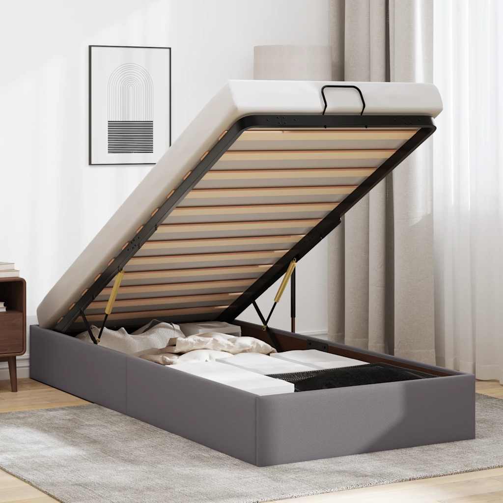 Bedframe zonder matras 90x190 cm kunstleer grijs is nu te koop bij PeponiXL, paradijselijk wonen!