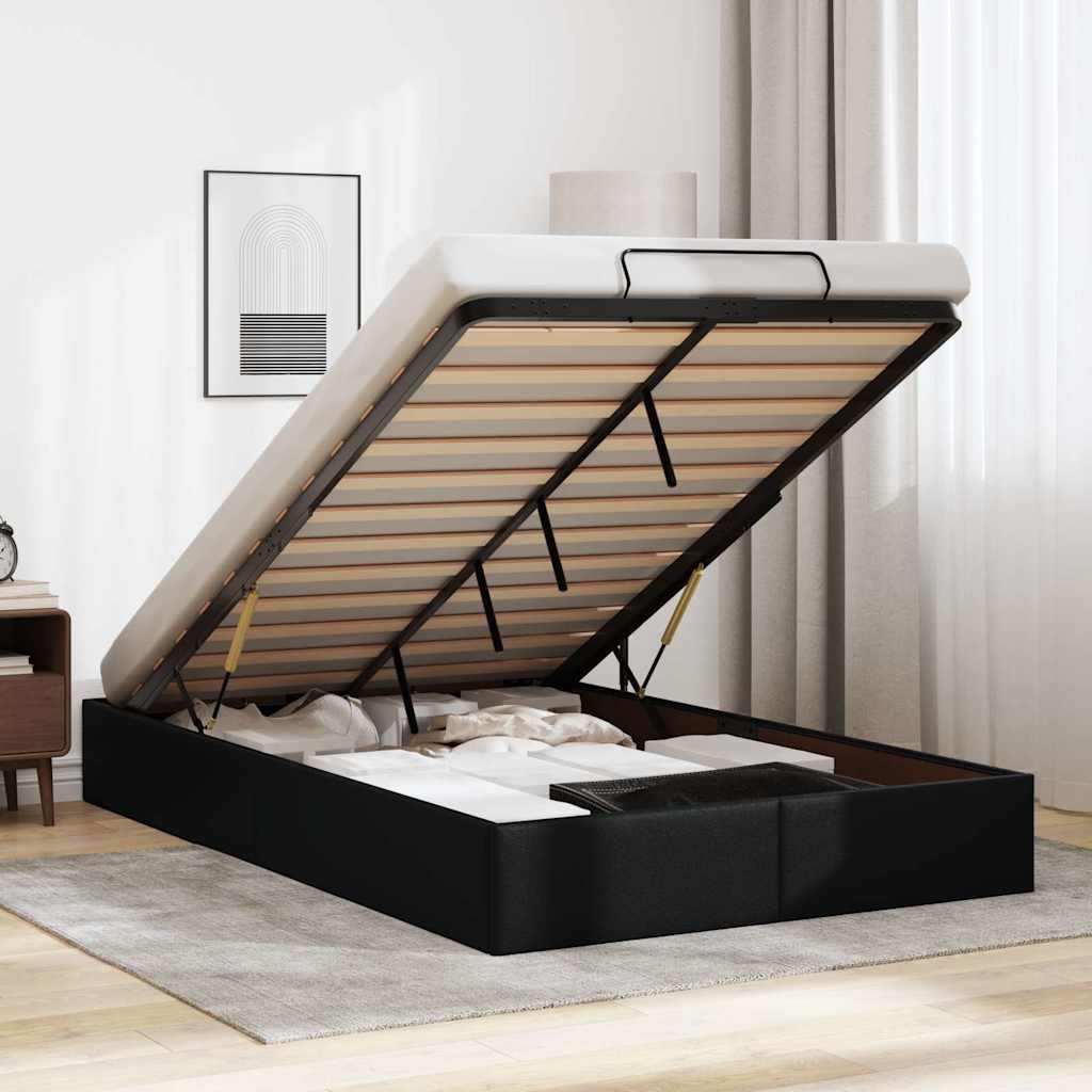 Bedframe zonder matras 120x190 cm kunstleer zwart is nu te koop bij PeponiXL, paradijselijk wonen!