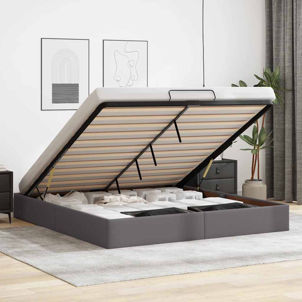 Bedframe zonder matras 160x200 cm kunstleer grijs is nu te koop bij PeponiXL, paradijselijk wonen!
