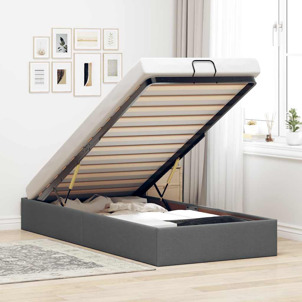 Bedframe zonder matras 100x200 cm stof donkergrijs is nu te koop bij PeponiXL, paradijselijk wonen!