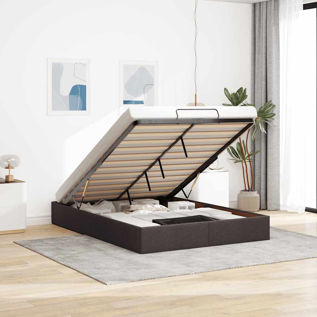 Bedframe zonder matras 140x200 cm stof donkerbruin is nu te koop bij PeponiXL, paradijselijk wonen!