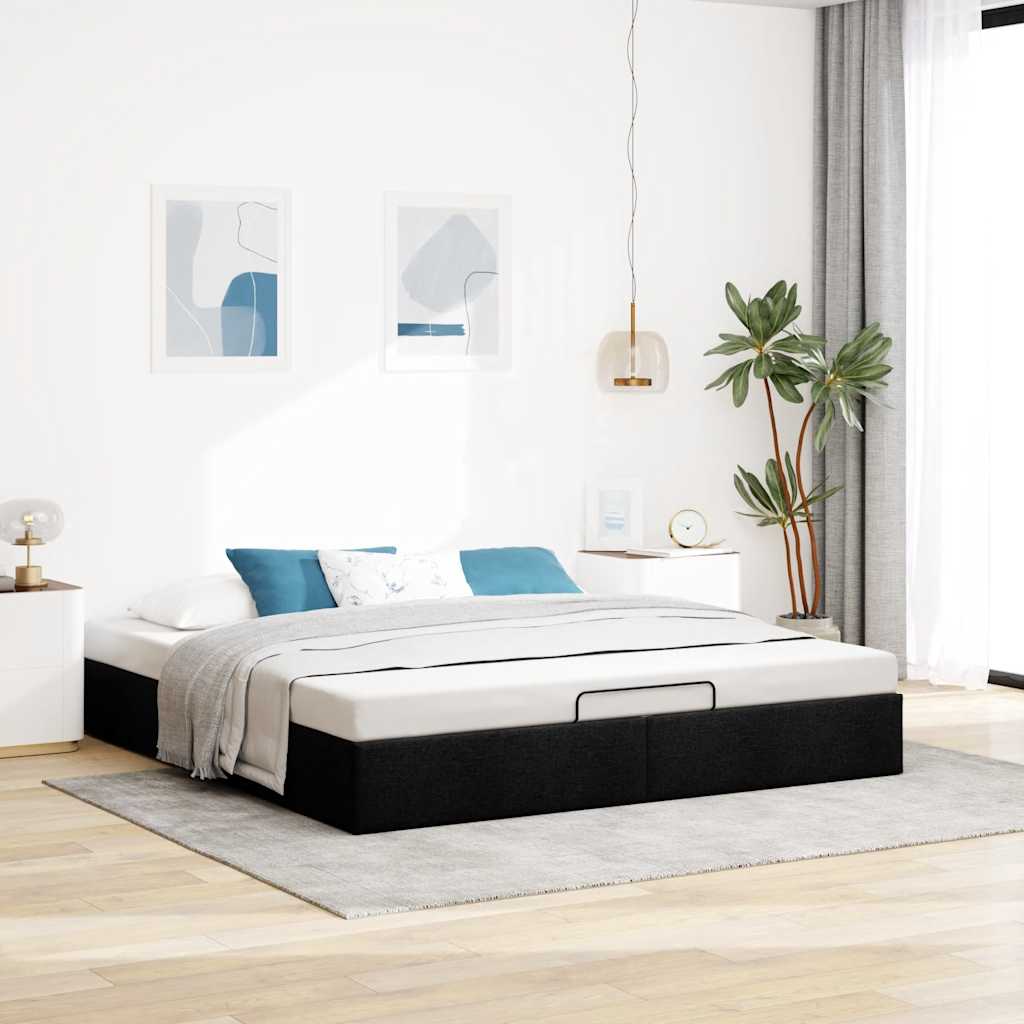 Bedframe zonder matras 180x200 cm stof zwart is nu te koop bij PeponiXL, paradijselijk wonen!