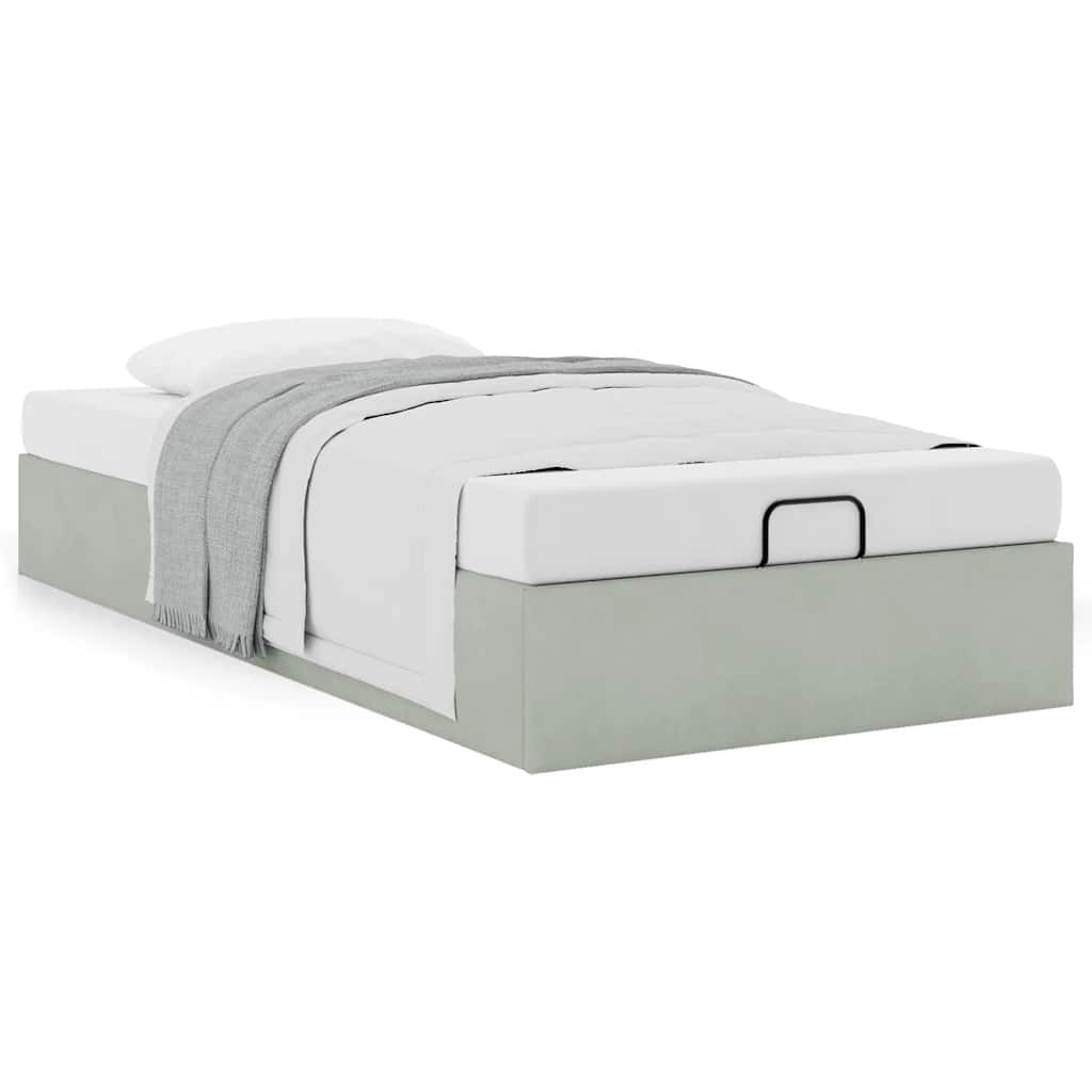 Bedframe zonder matras 90x200 cm fluweel lichtgrijs is nu te koop bij PeponiXL, paradijselijk wonen!