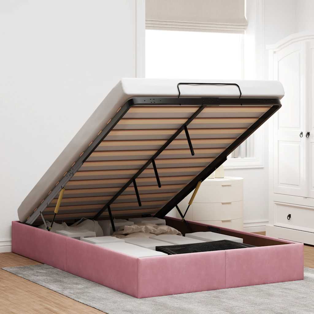 Bedframe zonder matras 120x190 cm fluweel roze is nu te koop bij PeponiXL, paradijselijk wonen!