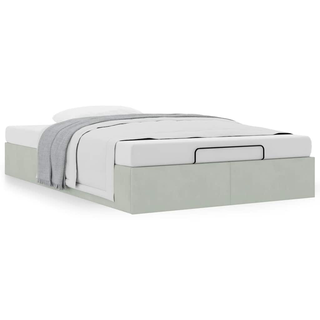 Bedframe zonder matras 120x200 cm fluweel lichtgrijs is nu te koop bij PeponiXL, paradijselijk wonen!