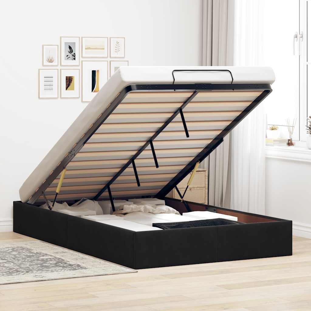 Bedframe zonder matras 120x200 cm fluweel zwart is nu te koop bij PeponiXL, paradijselijk wonen!