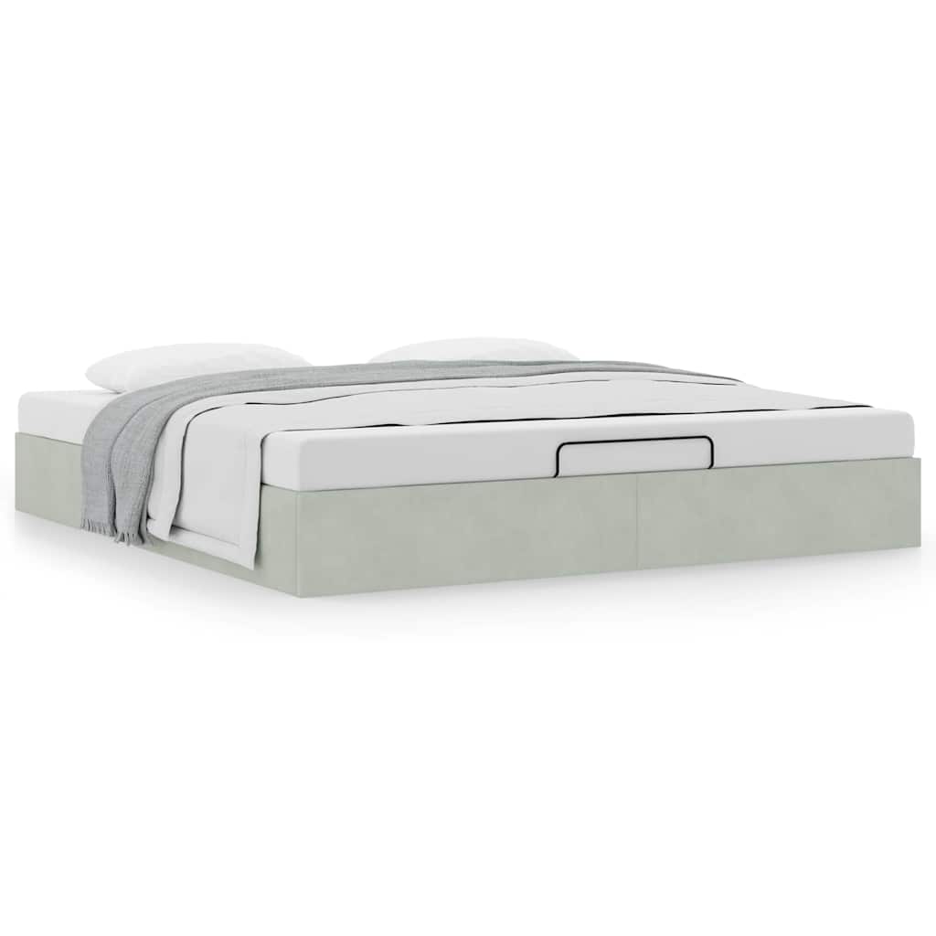 Ottoman bedframe zonder matras 180x200 cm fluweel lichtgrijs is nu te koop bij PeponiXL, paradijselijk wonen!