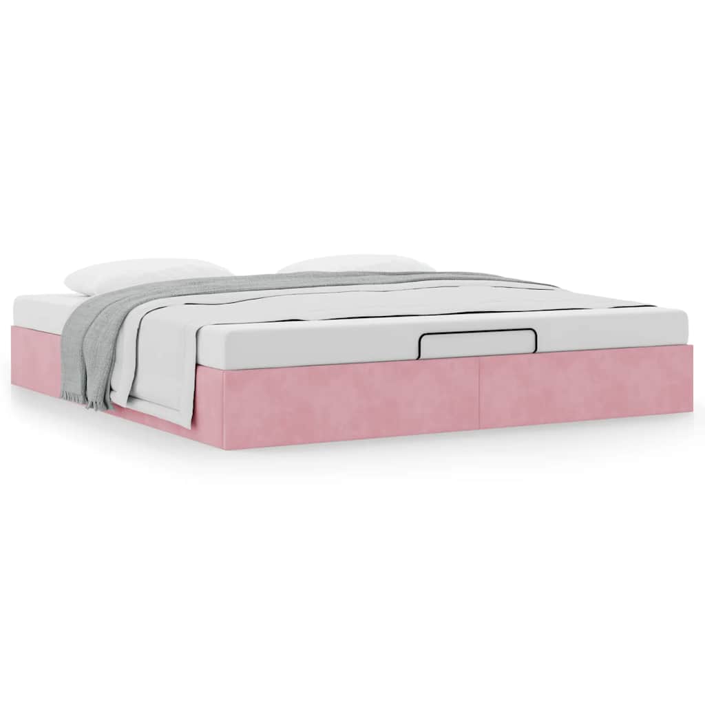 Ottoman bedframe zonder matras 180x200 cm fluweel roze is nu te koop bij PeponiXL, paradijselijk wonen!