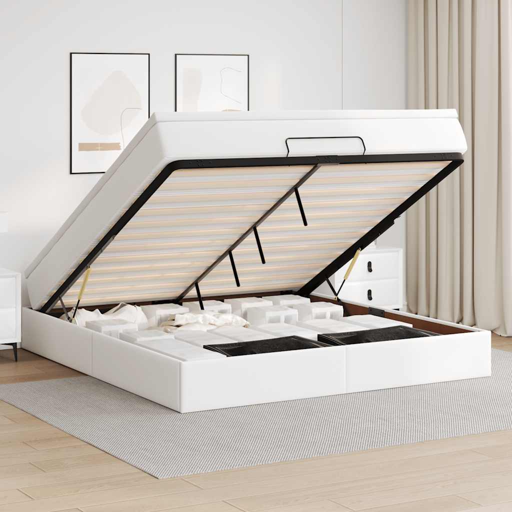 Ottoman bed met matras 160x200cm kunstleer wit is nu te koop bij PeponiXL, paradijselijk wonen!