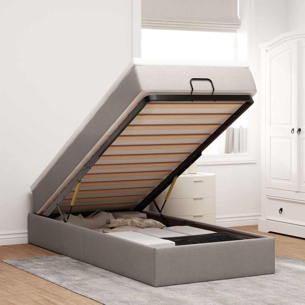 Ottoman bed met matras 90x200cm stof taupe is nu te koop bij PeponiXL, paradijselijk wonen!