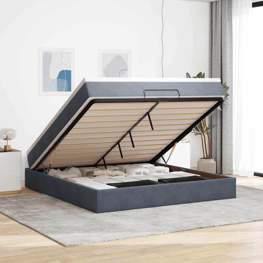 Ottoman bed met matras 180x200cm fluweel donkergrijs is nu te koop bij PeponiXL, paradijselijk wonen!
