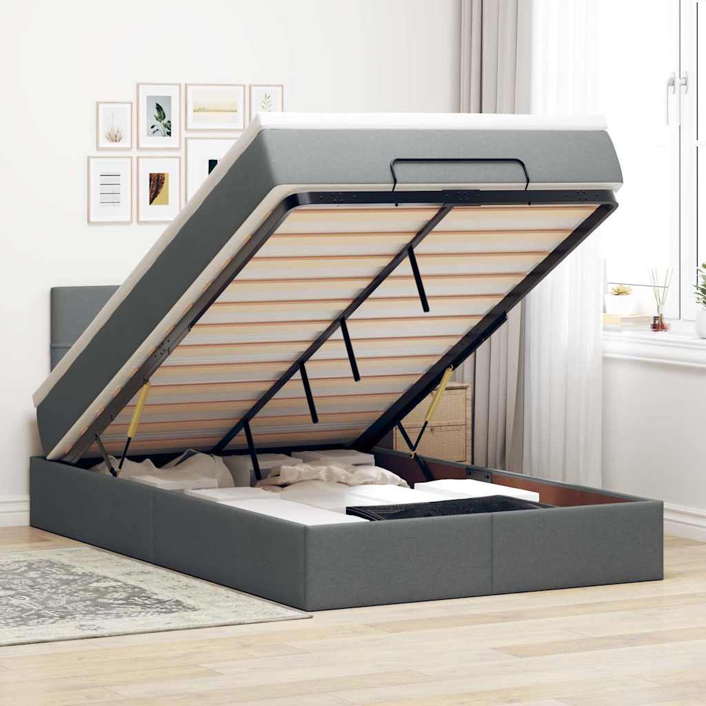 Bed met matras 120x200 cm stof donkergrijs is nu te koop bij PeponiXL, paradijselijk wonen!