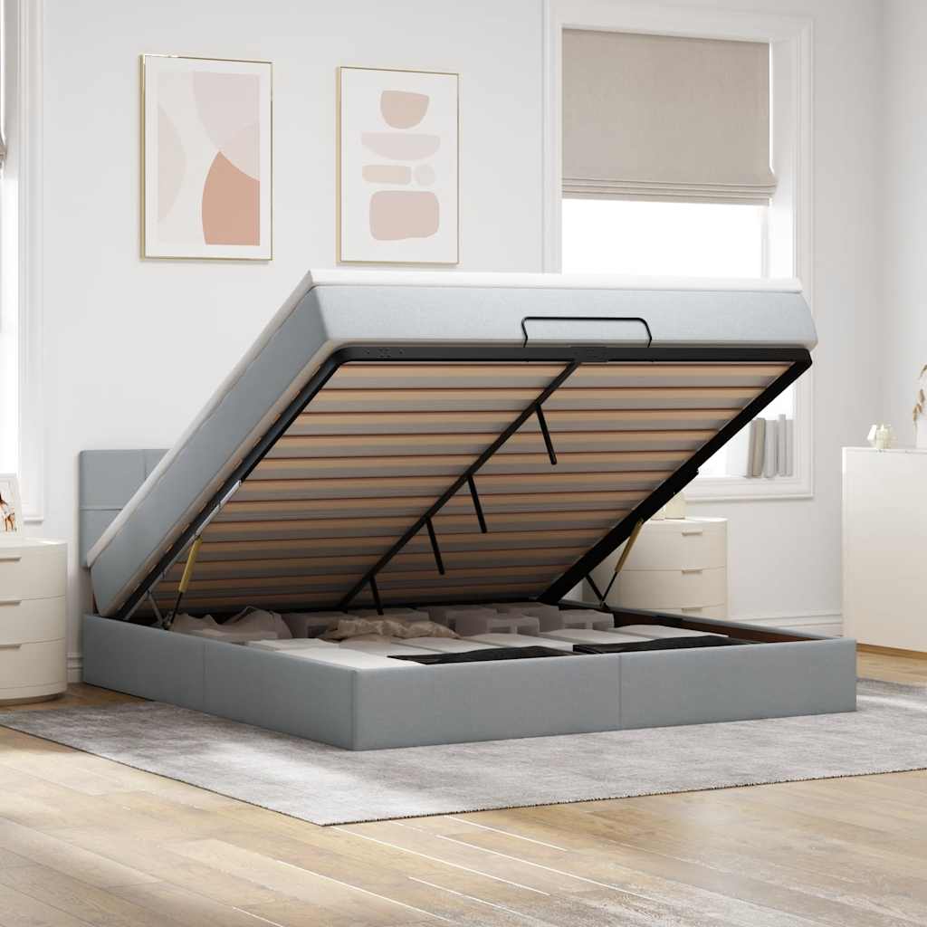 Bed met matras 160x200 cm stof lichtgrijs is nu te koop bij PeponiXL, paradijselijk wonen!