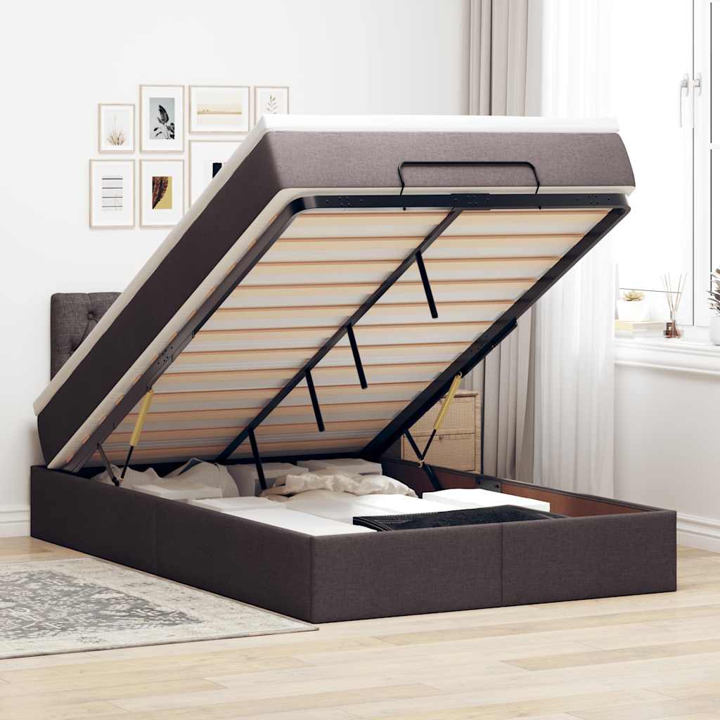 vidaXL Bed met matras 120x200 cm stof donkerbruin
