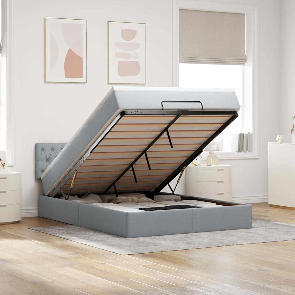 Bed met matras 140x190 cm stof lichtgrijs is nu te koop bij PeponiXL, paradijselijk wonen!