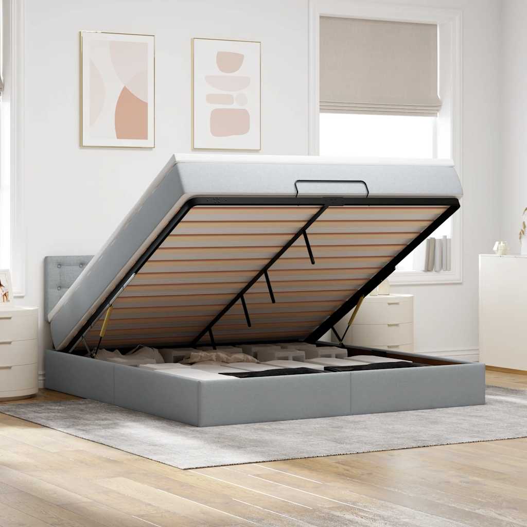 Bed met matras 160x200 cm stof lichtgrijs is nu te koop bij PeponiXL, paradijselijk wonen!