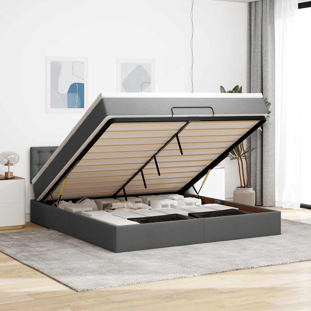 Ottoman bed met matras 180x200cm stof donkergrijs is nu te koop bij PeponiXL, paradijselijk wonen!