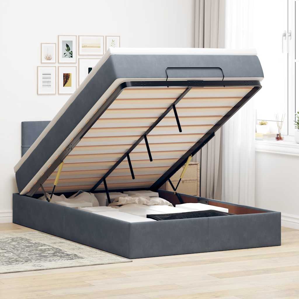 Ottoman bed met matras 120x200cm fluweel donkergrijs is nu te koop bij PeponiXL, paradijselijk wonen!