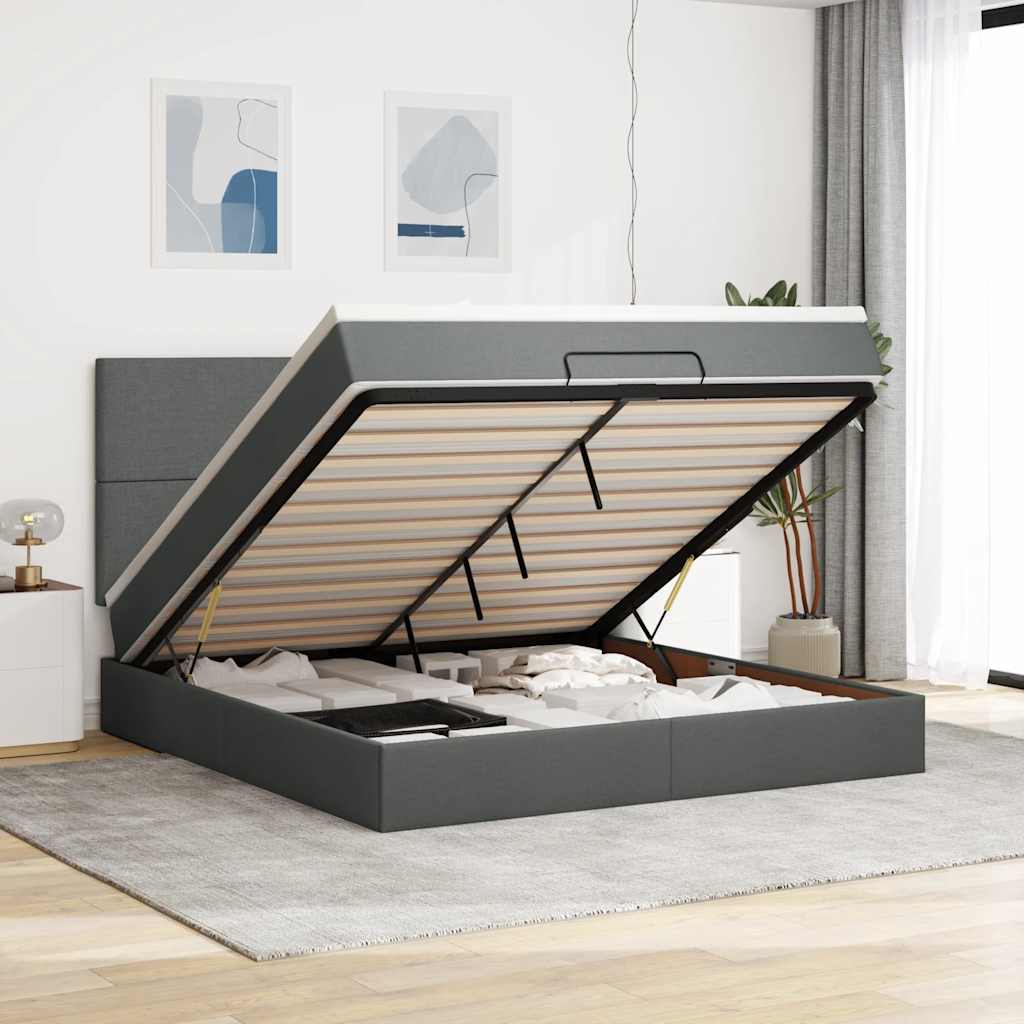 Ottoman bed met matras 160x200cm stof donkergrijs is nu te koop bij PeponiXL, paradijselijk wonen!