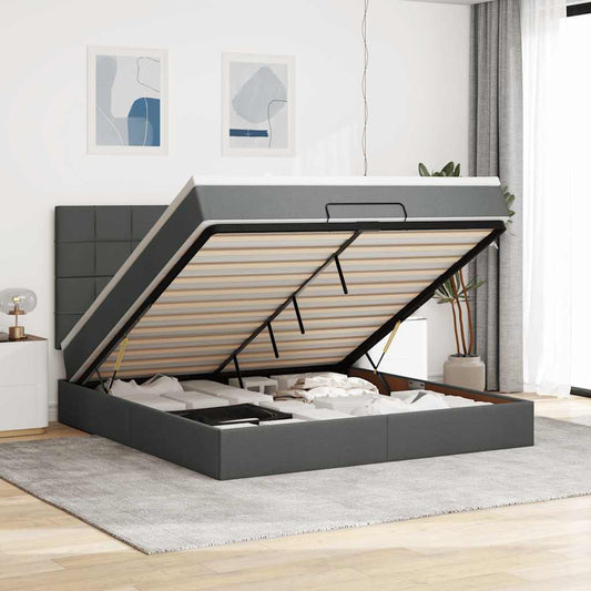 Ottoman bed met matras 160x200cm stof donkergrijs is nu te koop bij PeponiXL, paradijselijk wonen!