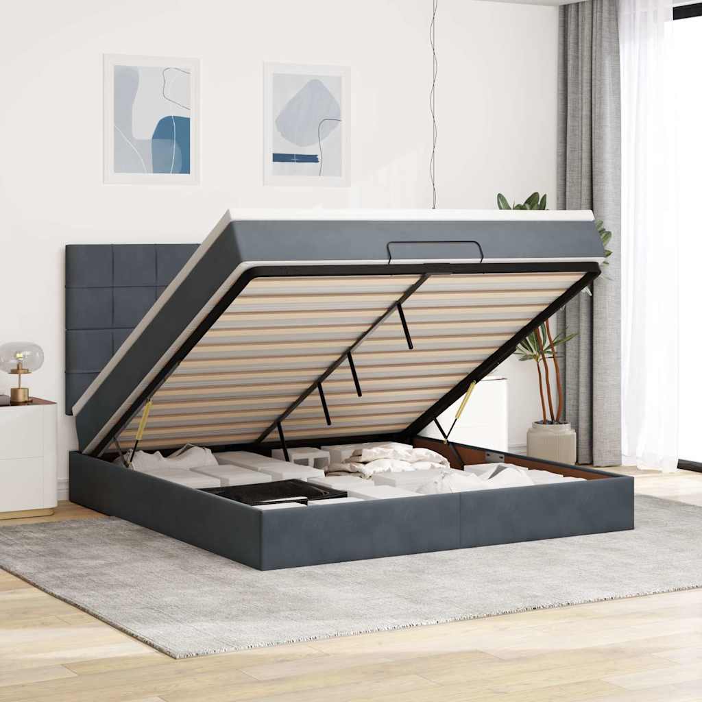 Ottoman bed met matrassen en LED's 160x200cm fluweel is nu te koop bij PeponiXL, paradijselijk wonen!