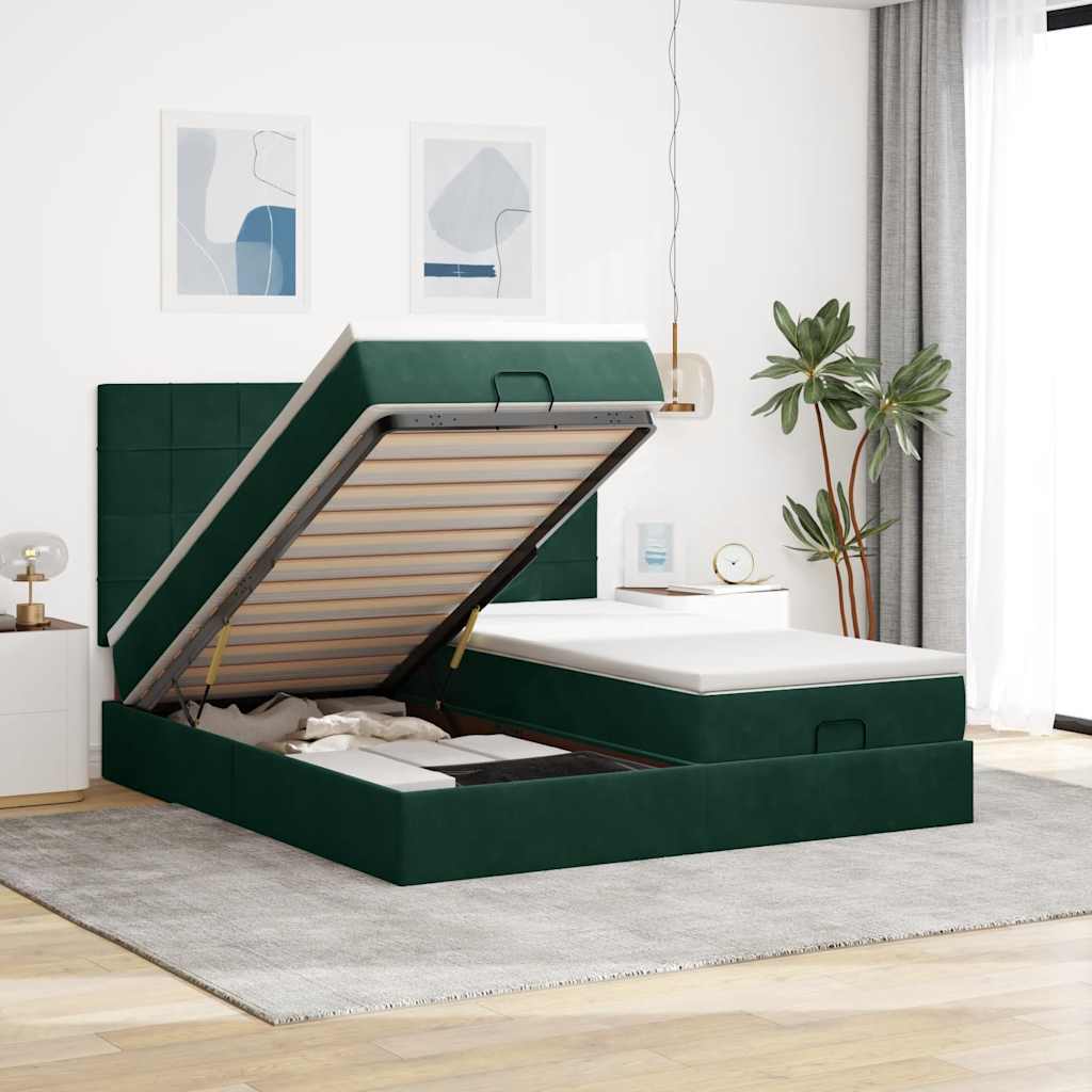 Ottoman bed met matrassen en LED's 200x200cm fluweel is nu te koop bij PeponiXL, paradijselijk wonen!
