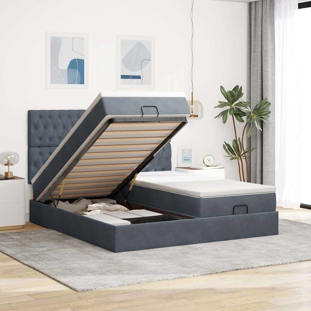 Ottoman bed met matrassen en LED's 160x200cm fluweel is nu te koop bij PeponiXL, paradijselijk wonen!
