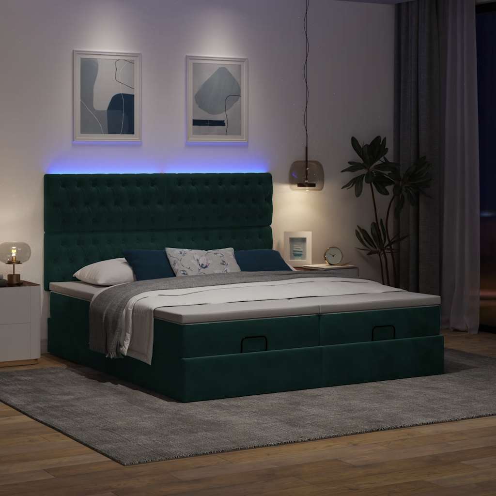 Ottoman bed met matrassen en LED's 180x200cm fluweel is nu te koop bij PeponiXL, paradijselijk wonen!