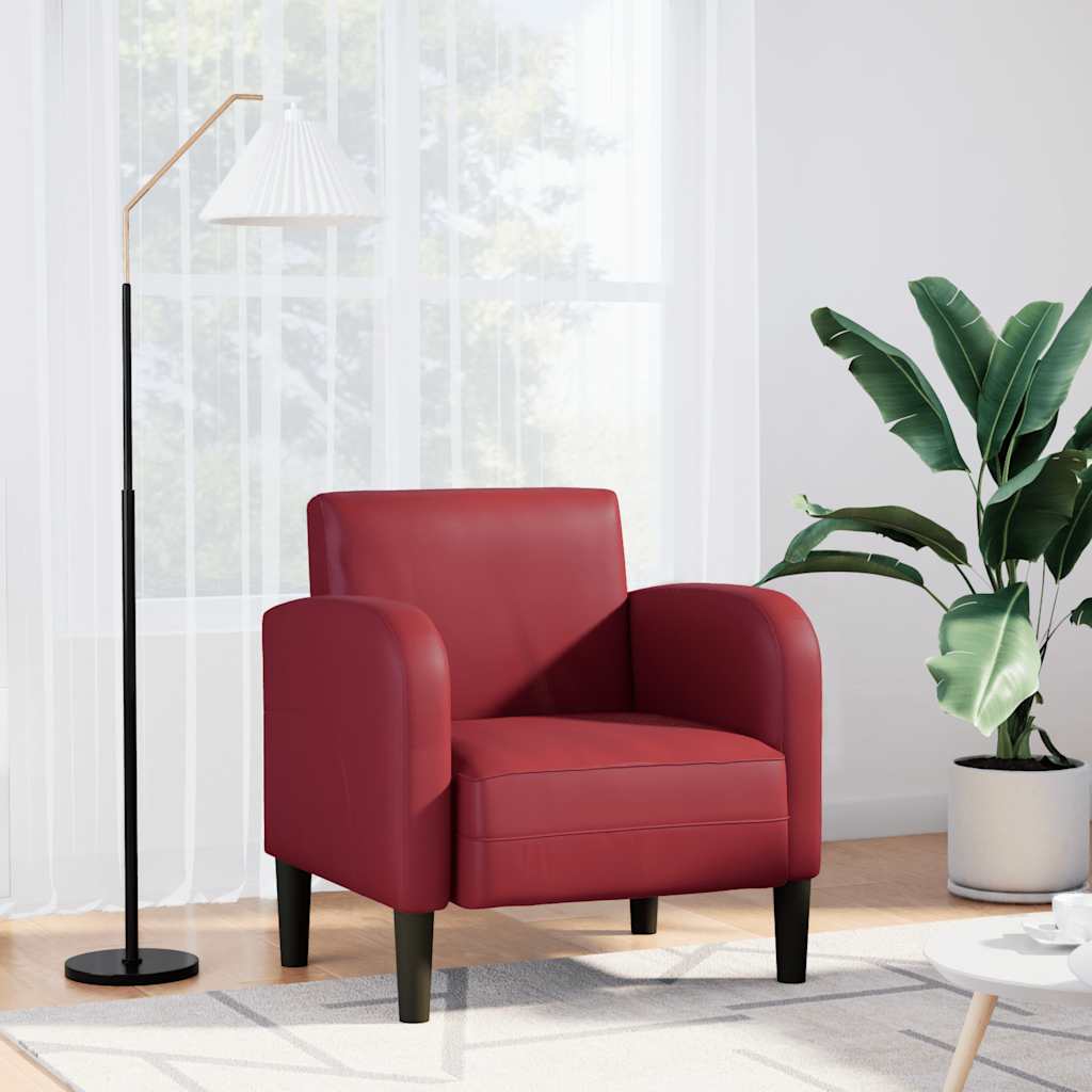 Fauteuil met armleuningen 54 cm kunstleer wijnrood is nu te koop bij PeponiXL, paradijselijk wonen!