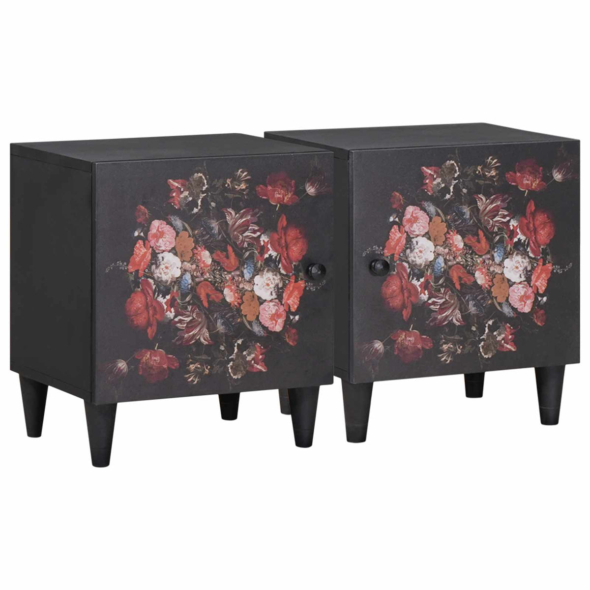 Nachtkastje met Deur 2 pcs Zwart 40 x 33 x 46 cm is nu te koop bij PeponiXL, paradijselijk wonen!