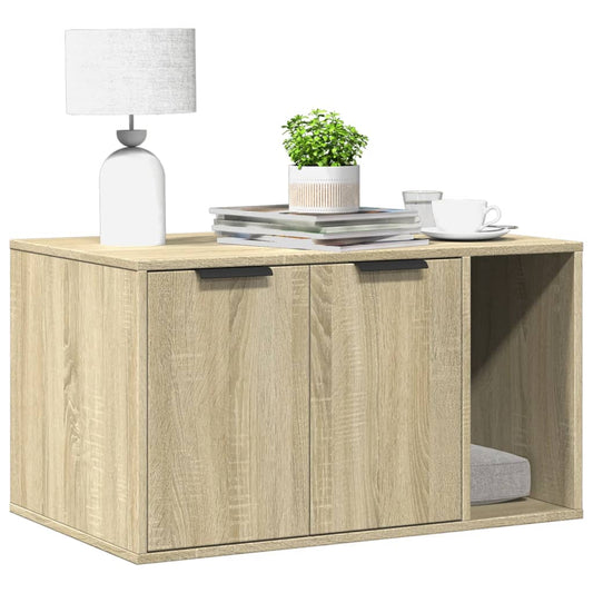 Kattenbakkast 80x50x45 cm bewerkt hout sonoma eikenkleurig is nu te koop bij PeponiXL, paradijselijk wonen!