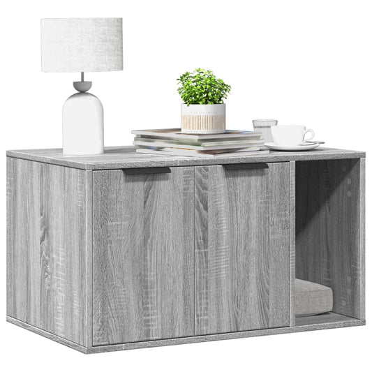 Kattenbakkast 80x50x45 cm bewerkt hout grijs sonoma eikenkleur is nu te koop bij PeponiXL, paradijselijk wonen!