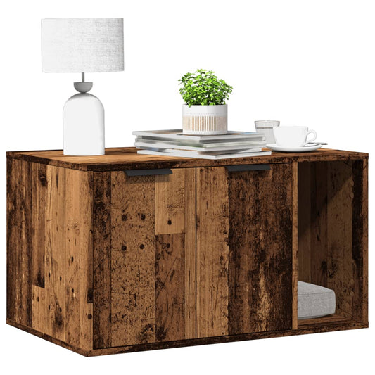 Kattenbakkast 80x50x45 cm bewerkt hout oud houtkleurig is nu te koop bij PeponiXL, paradijselijk wonen!