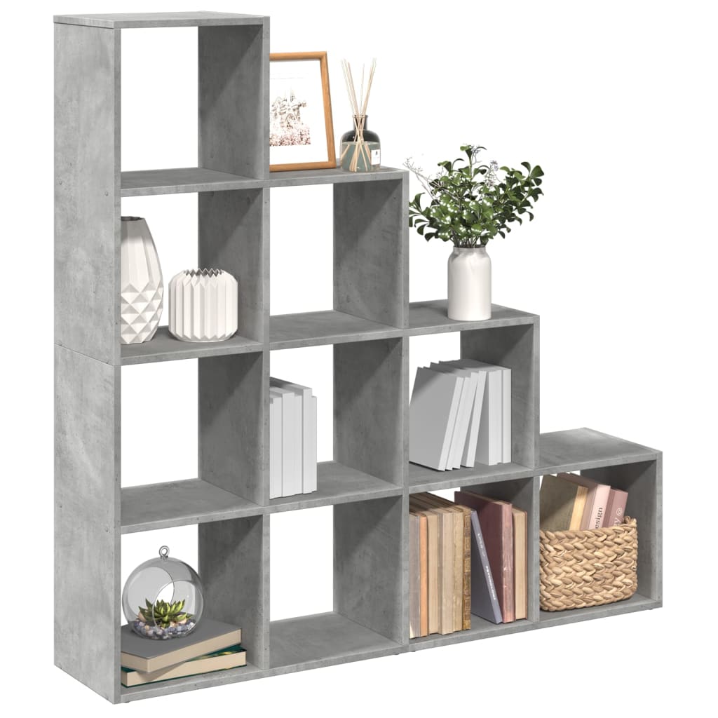 Kamerscherm / boekenkast 4-laags 131,5x29x131,5 cm hout grijs is nu te koop bij PeponiXL, paradijselijk wonen!